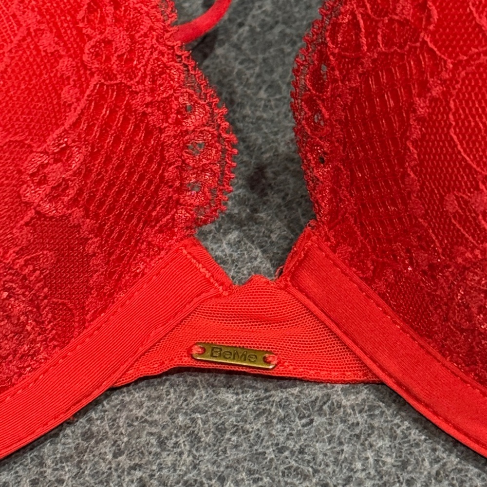 BeMe Red Lace Demi Bra Size 34C - Picture 4 of 5